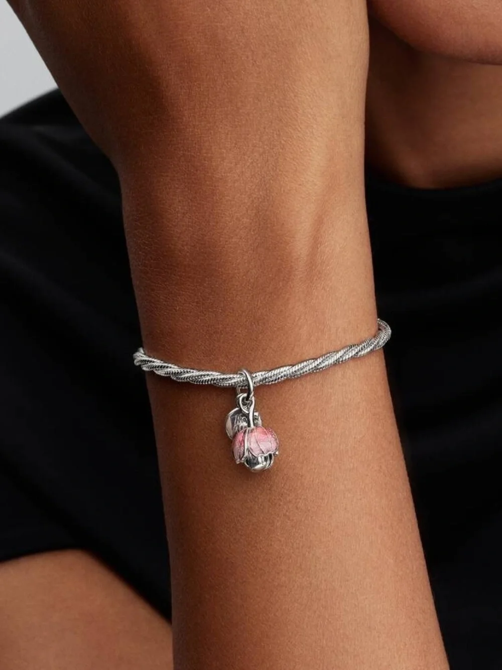 Pandora Two-Tone Blooming Flower Dangle Charm